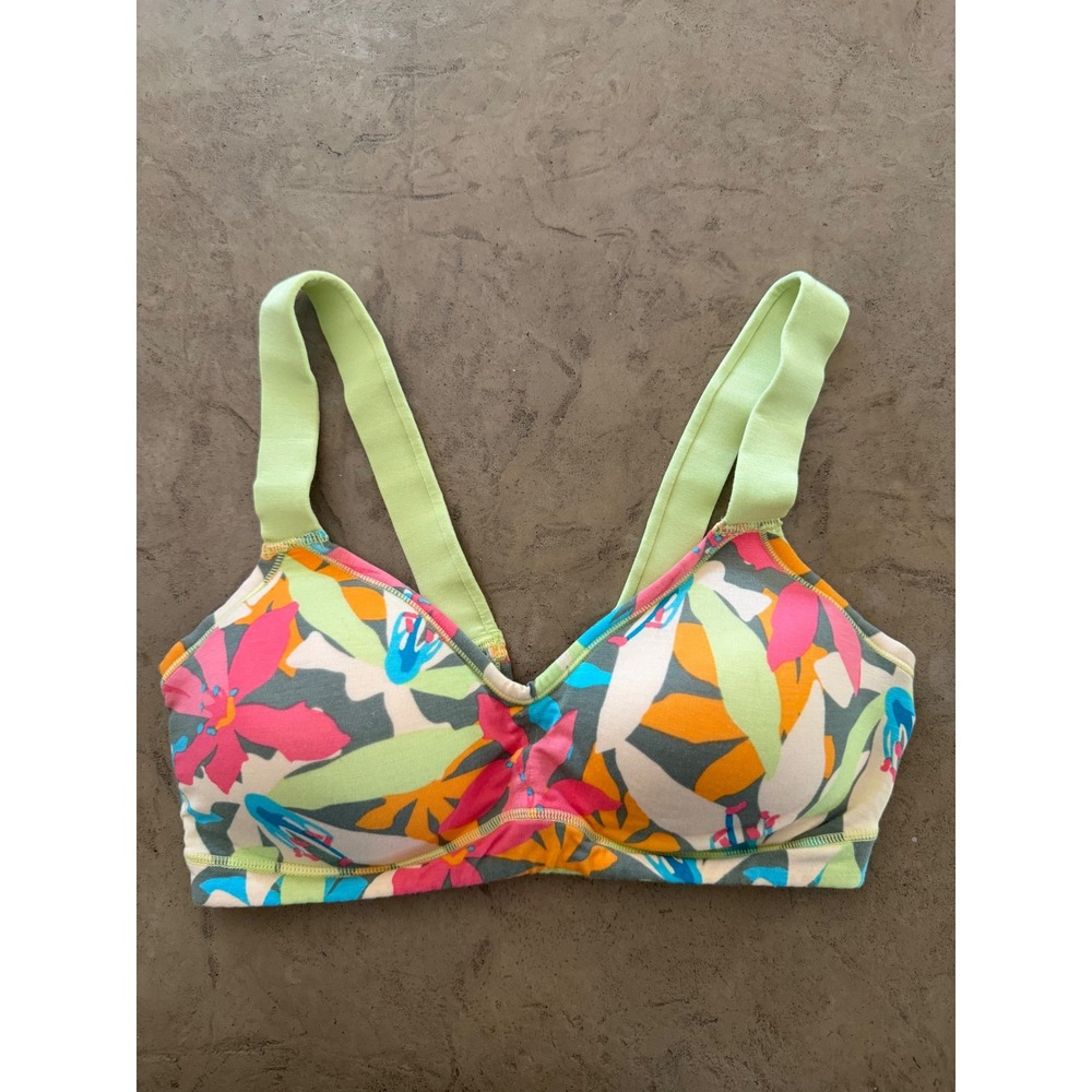 Kindly Yours Tropical Floral Wireless Bralette Lime Green Multi Size M 40051